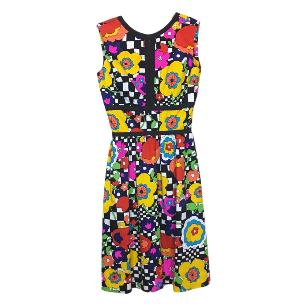 Vintage Howard Wolf Retro 60s Mod Floral Checkered Dress
